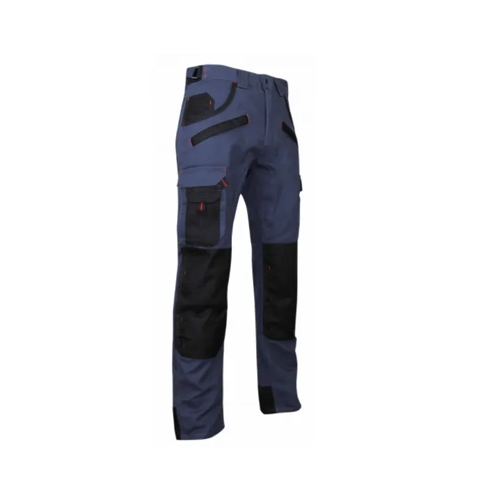 Pantalon peintre multipoche bicolore avec poches genouillères et empiècements renforcés