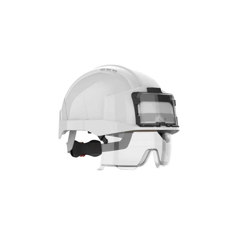 CASQUE EVOLITE VENTILE CREMAILLERE + PORTE BADGE+LUNETTES JSP CASQUE EVOLITE VENTILE CREMAILLERE + PORTE BADGE+LUNETTES JSP