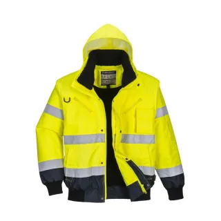 Blouson haute visibilité bicolore avec col et doublure fourrure pour une protection maximale