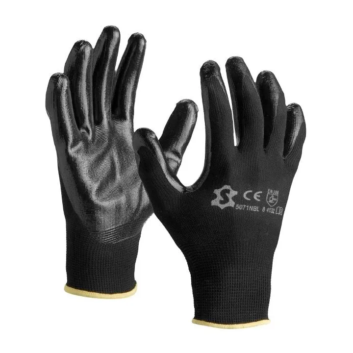 Gant tricoté polyester nitrile haute dextérité pour manutention – Normes EN 388 et EN 420