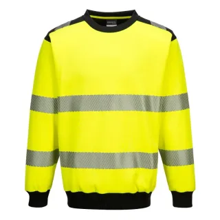 Sweat à col rond haute visibilité avec bandes segmentées et tissu renforcé