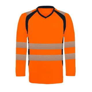 T-shirt haute visibilité manches longues en polycoton avec bandes réfléchissantes segmentées