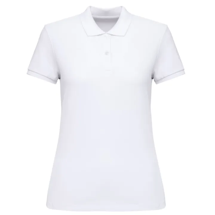 Polo piqué femme écoresponsable en coton biologique avec boutons recyclés