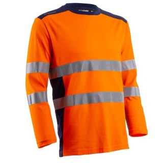 T-shirt haute visibilité manches longues avec traitement anti-UV et empiècements contrastés