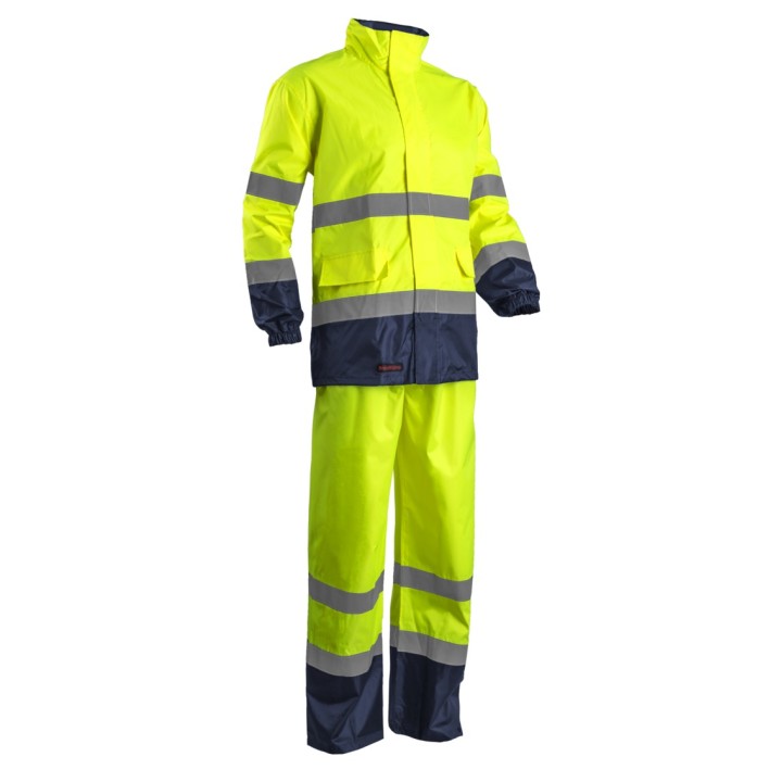 Ensemble haute visibilité imperméable avec bandes réfléchissantes et ajustements pratiques