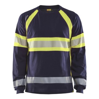 T-shirt haute visibilité manches longues 100% coton avec bandes réfléchissantes