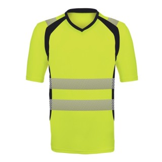 T-shirt haute visibilité en polycoton recyclé avec bandes réfléchissantes segmentées et maille respirante