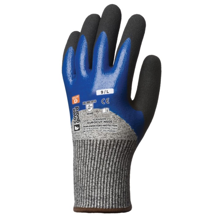 Gants de protection anti-coupure EUROCUT N505 avec double enduction nitrile – performance et confort en milieu gras