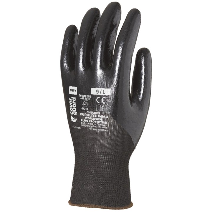 Gants EUROLITE 1NIAB en polyester avec enduction nitrile 3/4 – dextérité et protection en milieu huileux