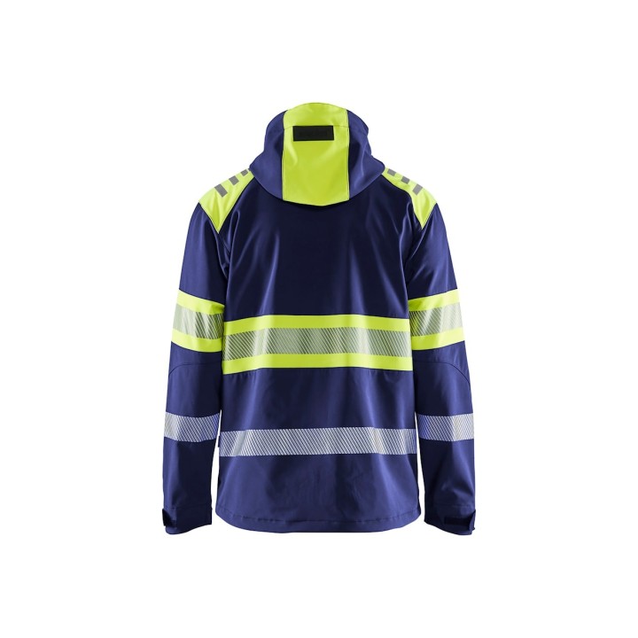 Veste softshell haute visibilité bicolore avec capuche amovible et tissu imperméable