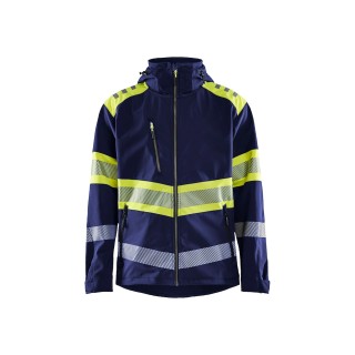 Veste softshell haute visibilité bicolore avec capuche amovible et tissu imperméable