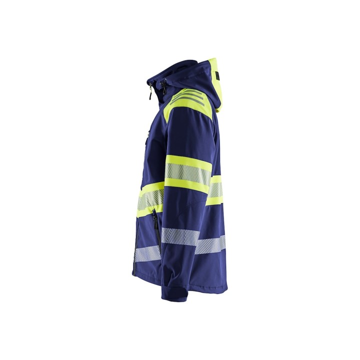 Veste softshell haute visibilité bicolore avec capuche amovible et tissu imperméable