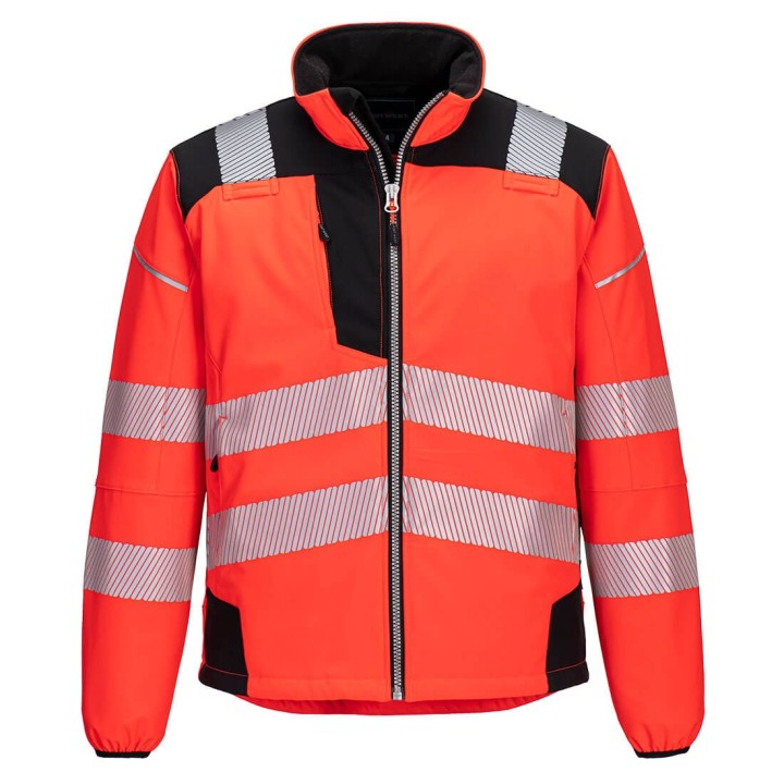 Softshell haute visibilité PW3 respirant et imperméable avec bandes segmentées