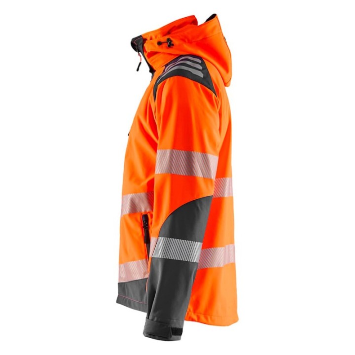 Veste softshell haute visibilité avec capuche amovible et tissu stretch 3 couches