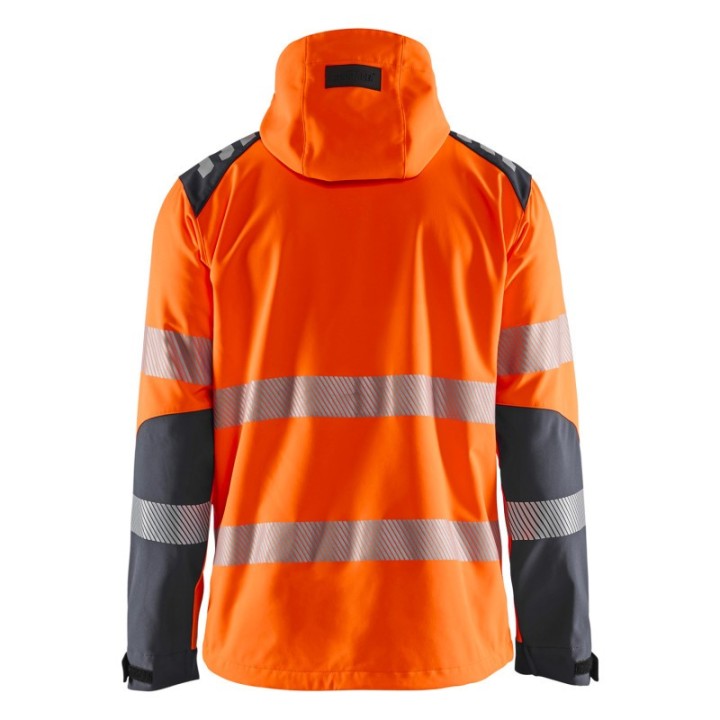 Veste softshell haute visibilité avec capuche amovible et tissu stretch 3 couches