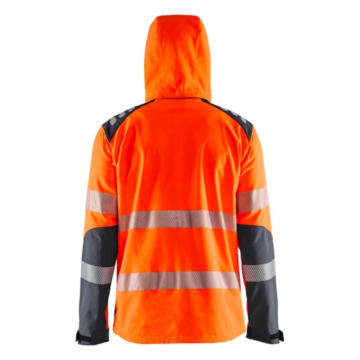Veste softshell haute visibilité avec capuche amovible et tissu stretch 3 couches