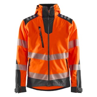 Veste softshell haute visibilité avec capuche amovible et tissu stretch 3 couches