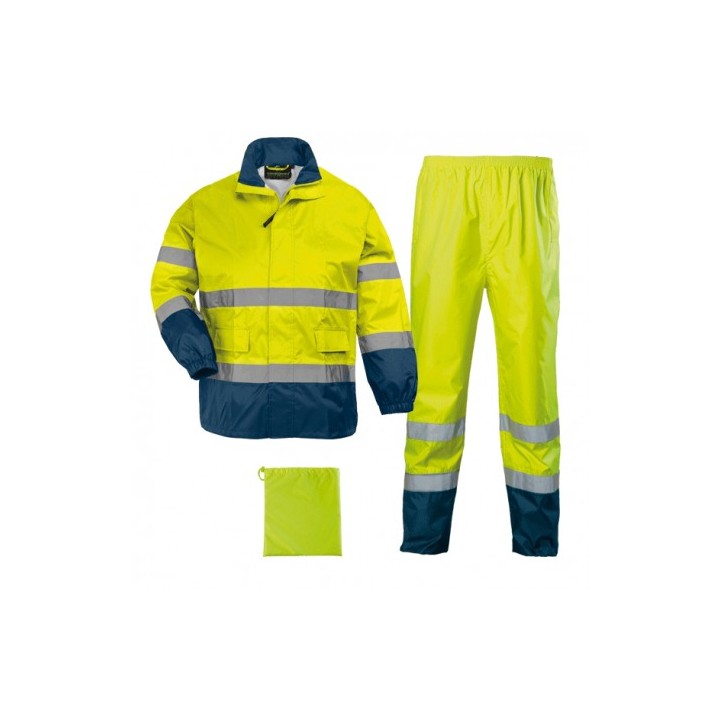 Ensemble haute visibilité imperméable avec bandes réfléchissantes et ajustements pratiques