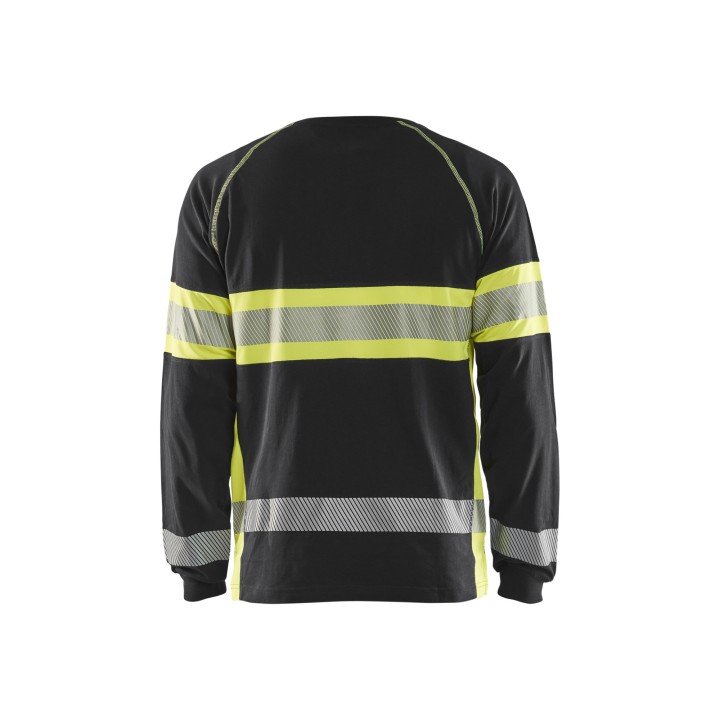 T-shirt haute visibilité manches longues 100% coton avec bandes réfléchissantes