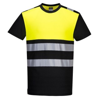 T-shirt haute visibilité en coton avec bandes réfléchissantes segmentées et tissu respirant