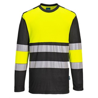 T-shirt haute visibilité à manches longues avec tissu Cotton Comfort et bandes réfléchissantes segmentées