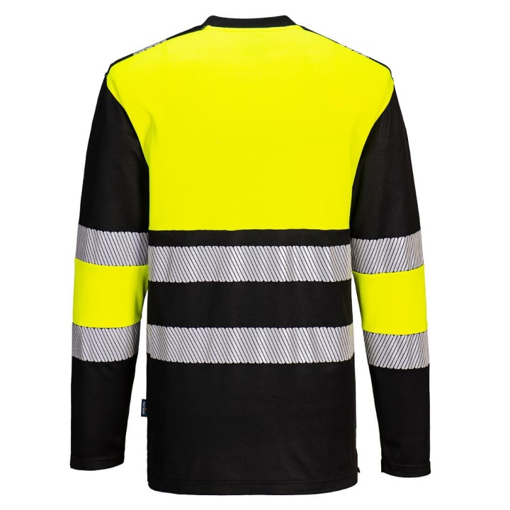 T-shirt haute visibilité à manches longues avec tissu Cotton Comfort et bandes réfléchissantes segmentées