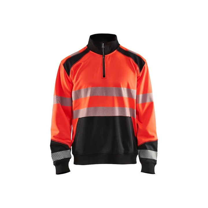 Sweat col camionneur haute visibilité avec bandes réfléchissantes et détails pratiques
